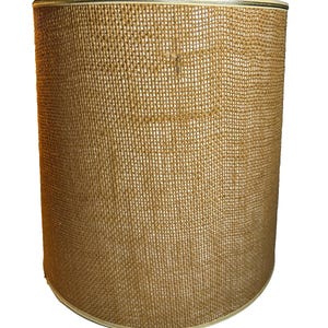 Lampe vintage antique abat-jour tambour conique toile de jute marron empire