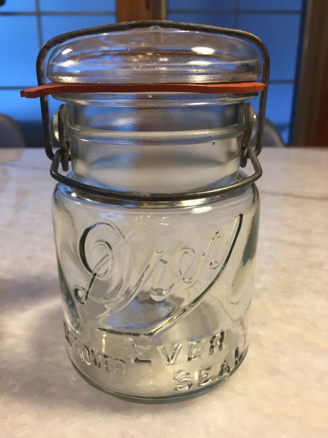 Antique Drey Wire Canning Jar With Unique Glass Sidehinge Etsy