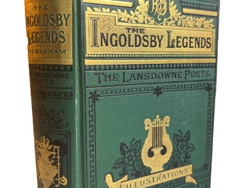 Antique ornate fancy gilded victorian book ingoldsby legends mirth & marvels