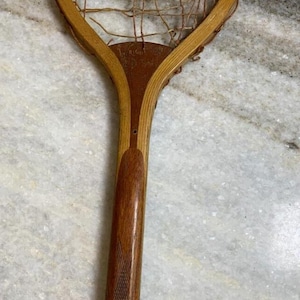 Antique 1890s wood wooden wright & ditson tennis racquet racket boston ma mass