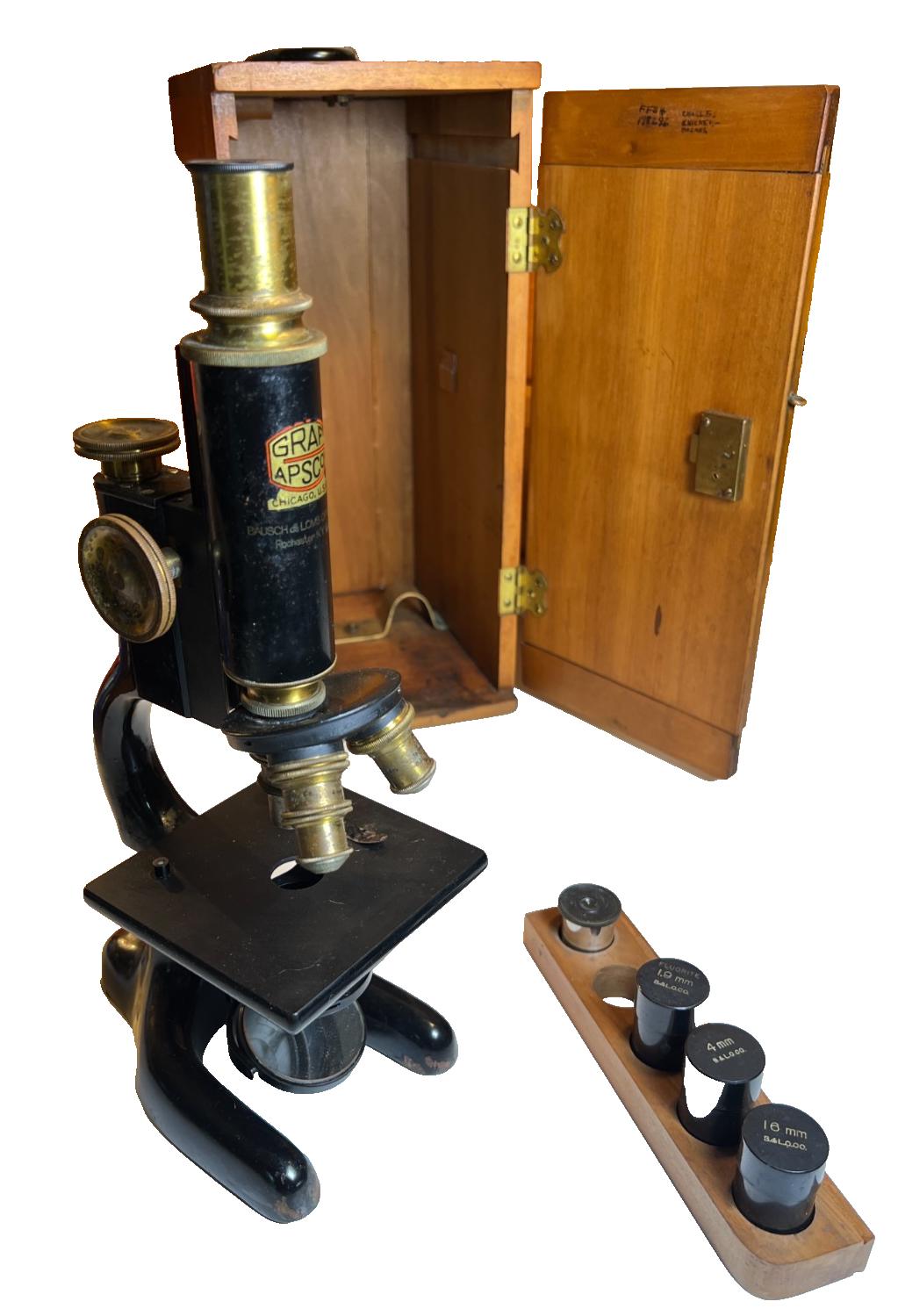 Antique Bausch Lomb Microscope 1.9 Mm Fluorite Objective Brass