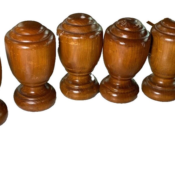 Antique vintage wood wooden newel finial banister beehive post caps pine deco