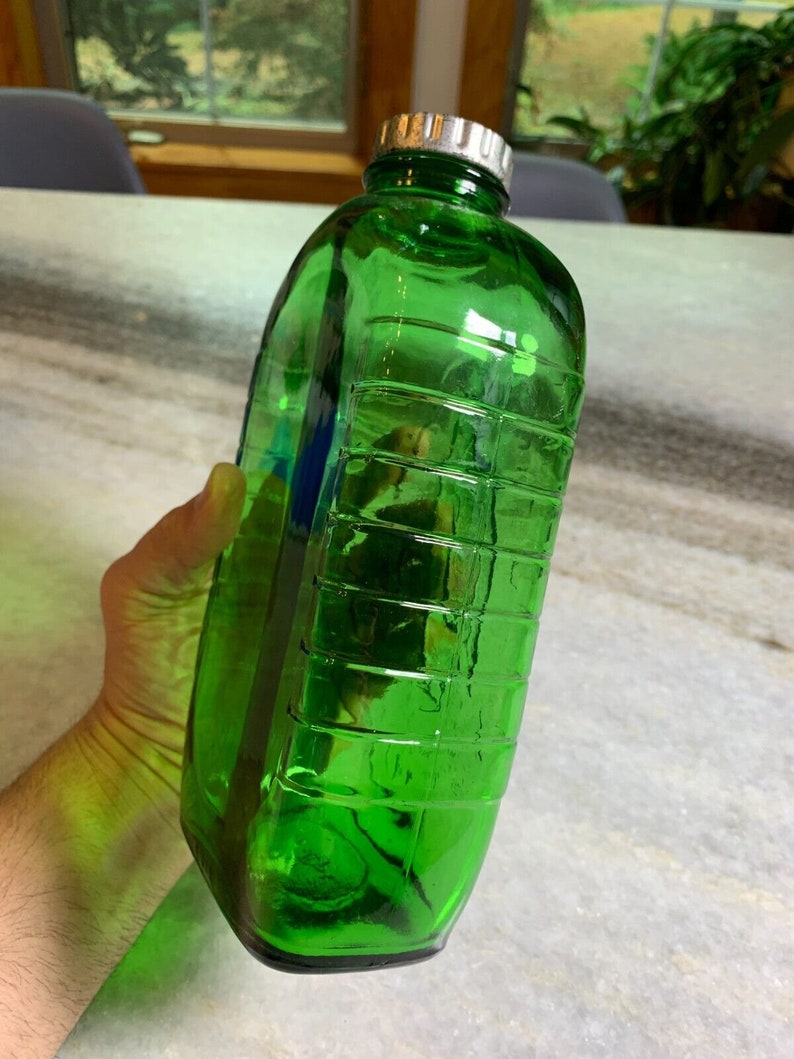Antique Art Deco 1930s Green Glass Penguin Refrigerator Bottle Owens ...