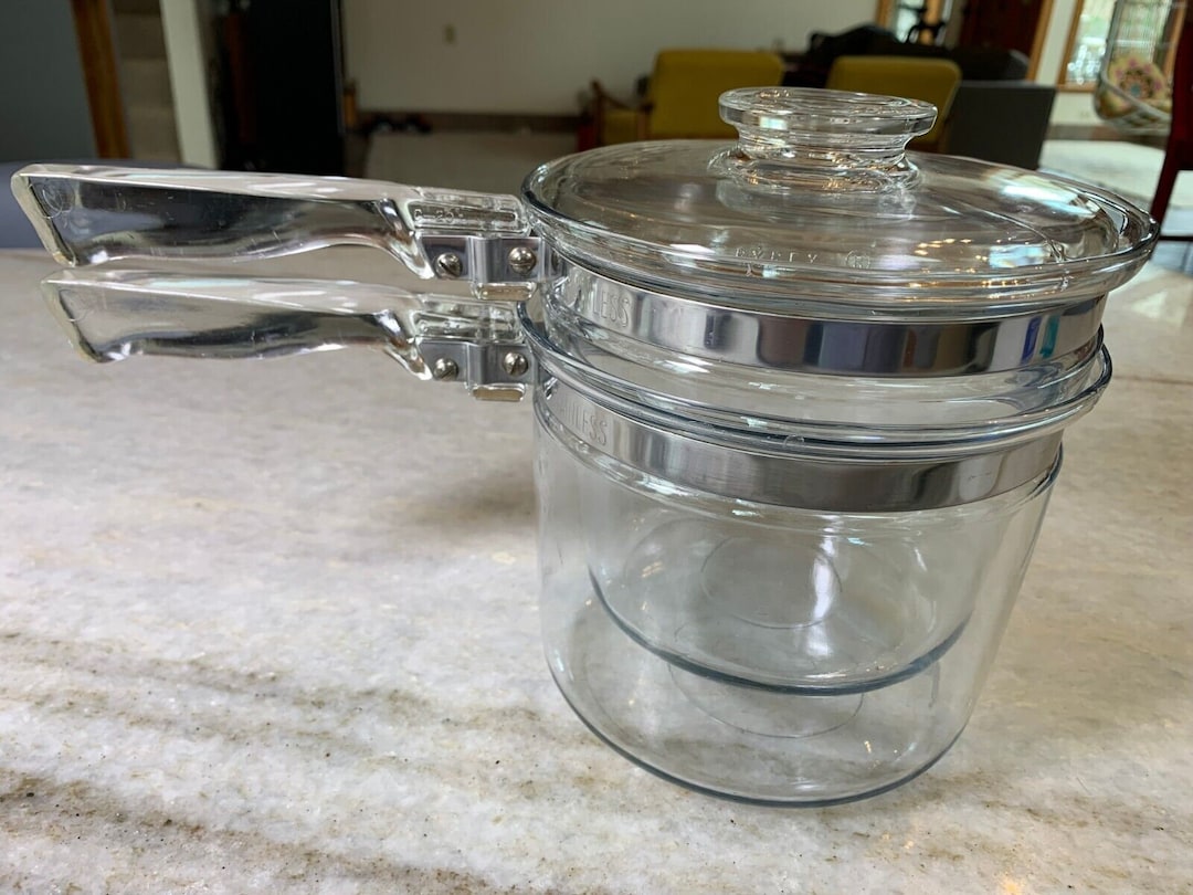 Vintage Pyrex Glass Double Boiler chocolate 1.5 Qt Quart 1 1/2 6283u