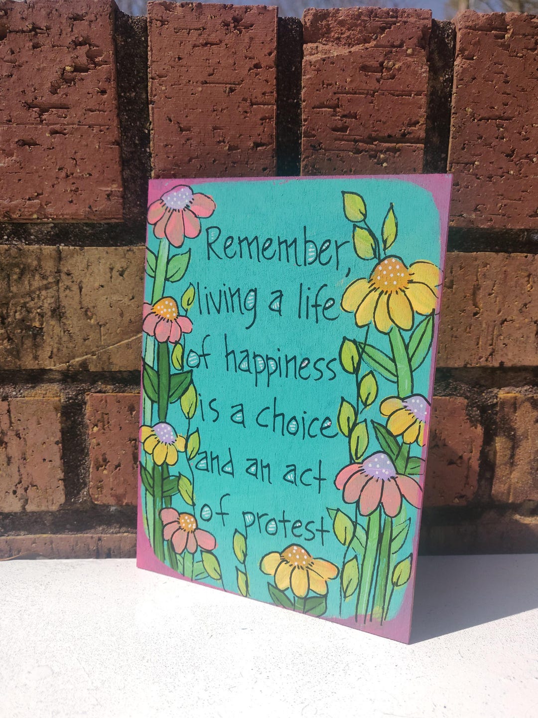 Handpainted Floral Quote Art: Positive Thinking on Wood Panel - Etsy