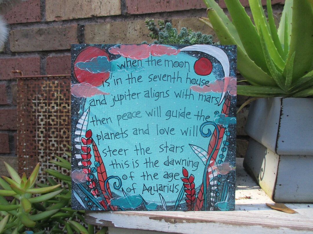 The Age of Aquarius Lyrics Painting on 8 by 8 Wood - Etsy