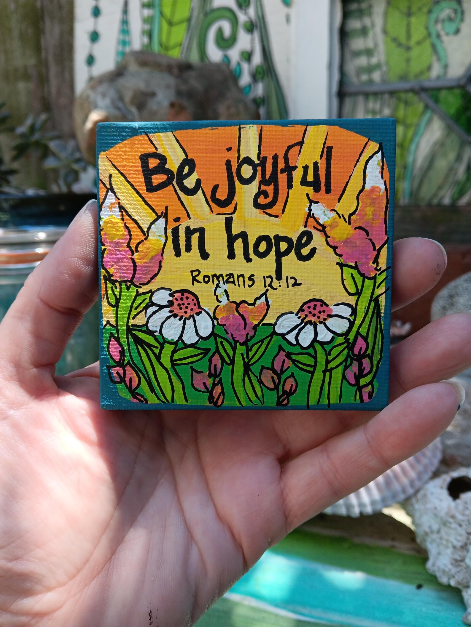 Be Joyful in Hope: Miniature Acrylic Canvas Painting (3x3") - Etsy