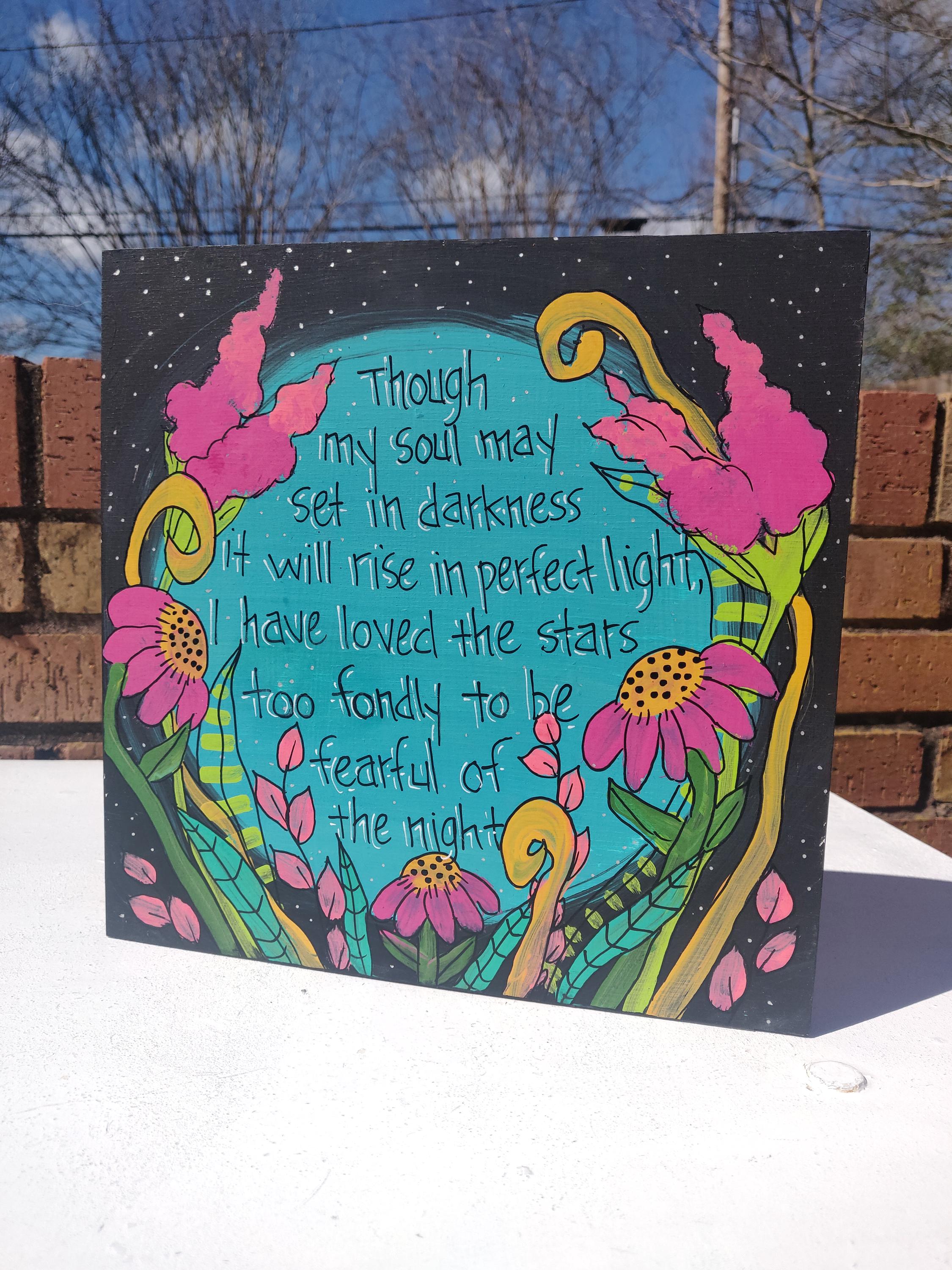 Old Astronomer Quote Painting: Floral Acrylic Art on Wood