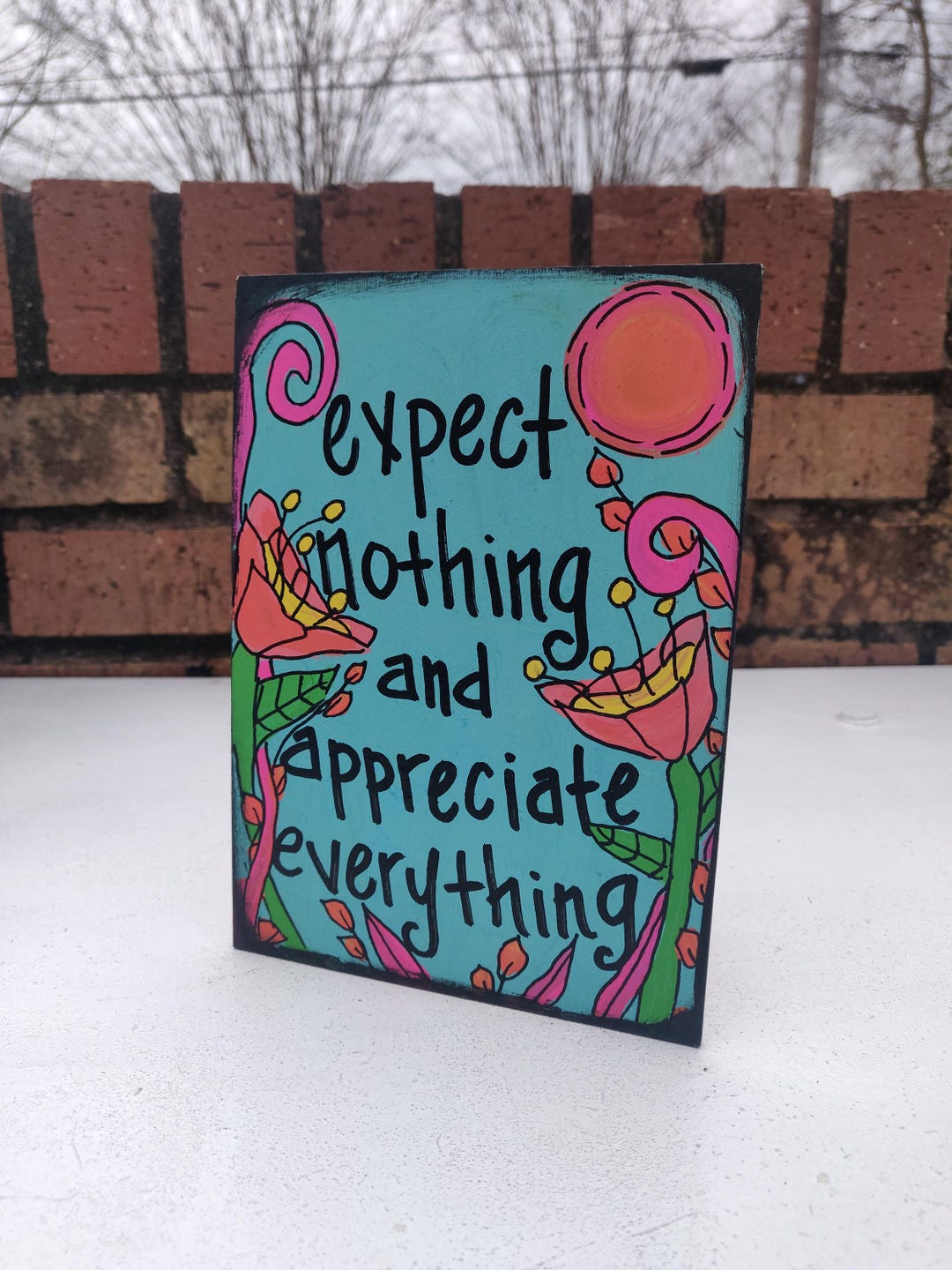 Hand-painted Inspirational Quote Art: Expect Nothing, Appreciate ...
