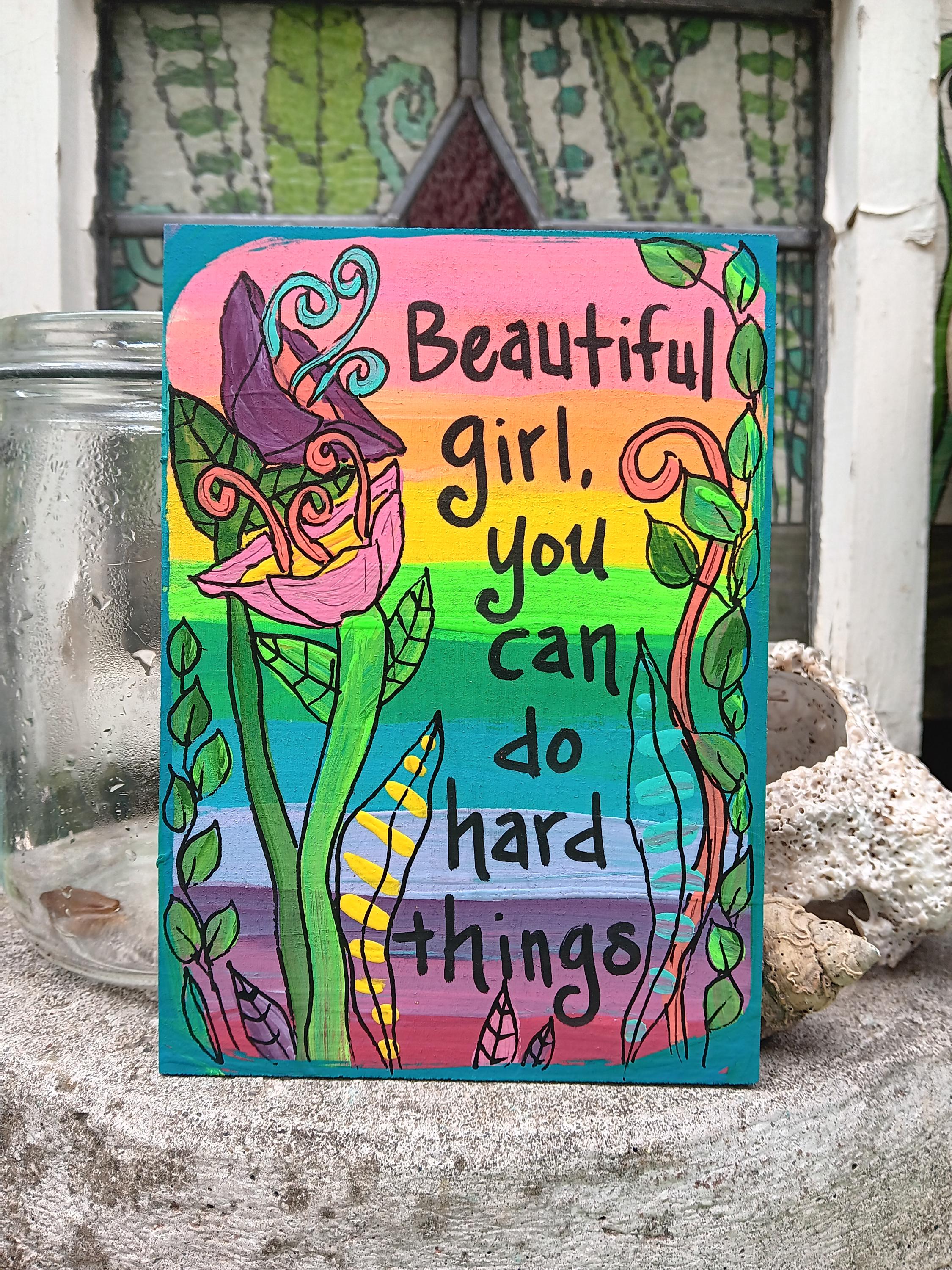 You Can Do Hard Things - Colorful Hand-painted Inspirational and ...