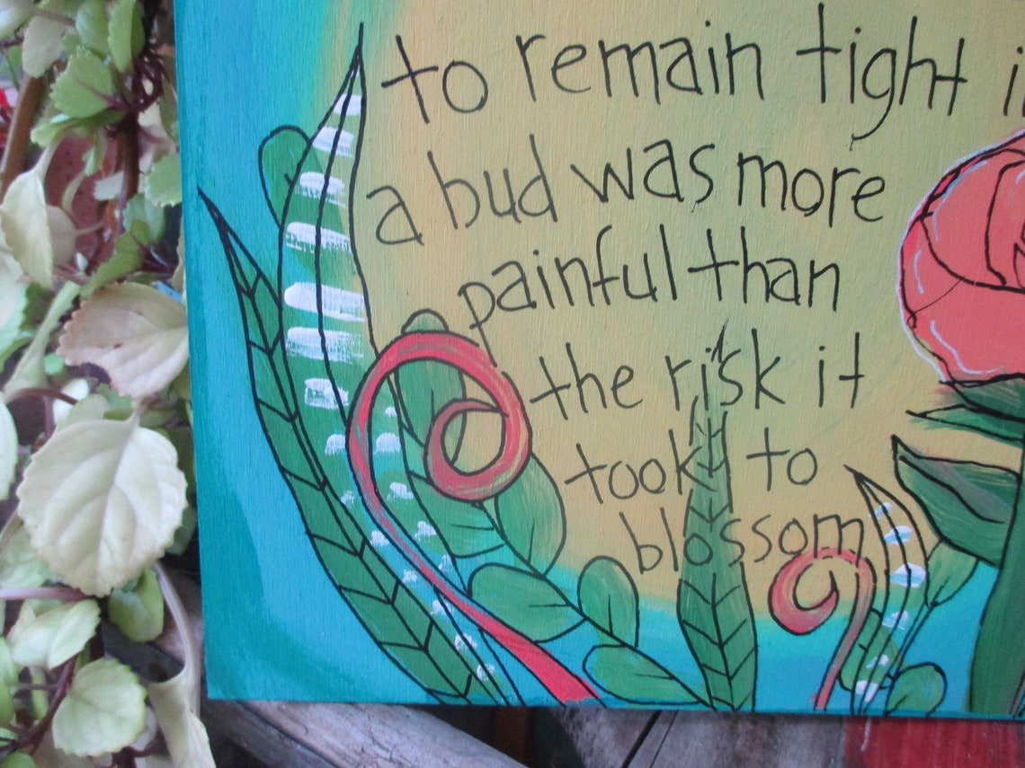 Anais Nin Risk poem quote on 10 by 10 wood panel the | Etsy