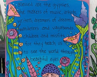 Regalo para jardineros: Cuadro floral con cita de Alfred Austin sobre panel de madera (10x10")