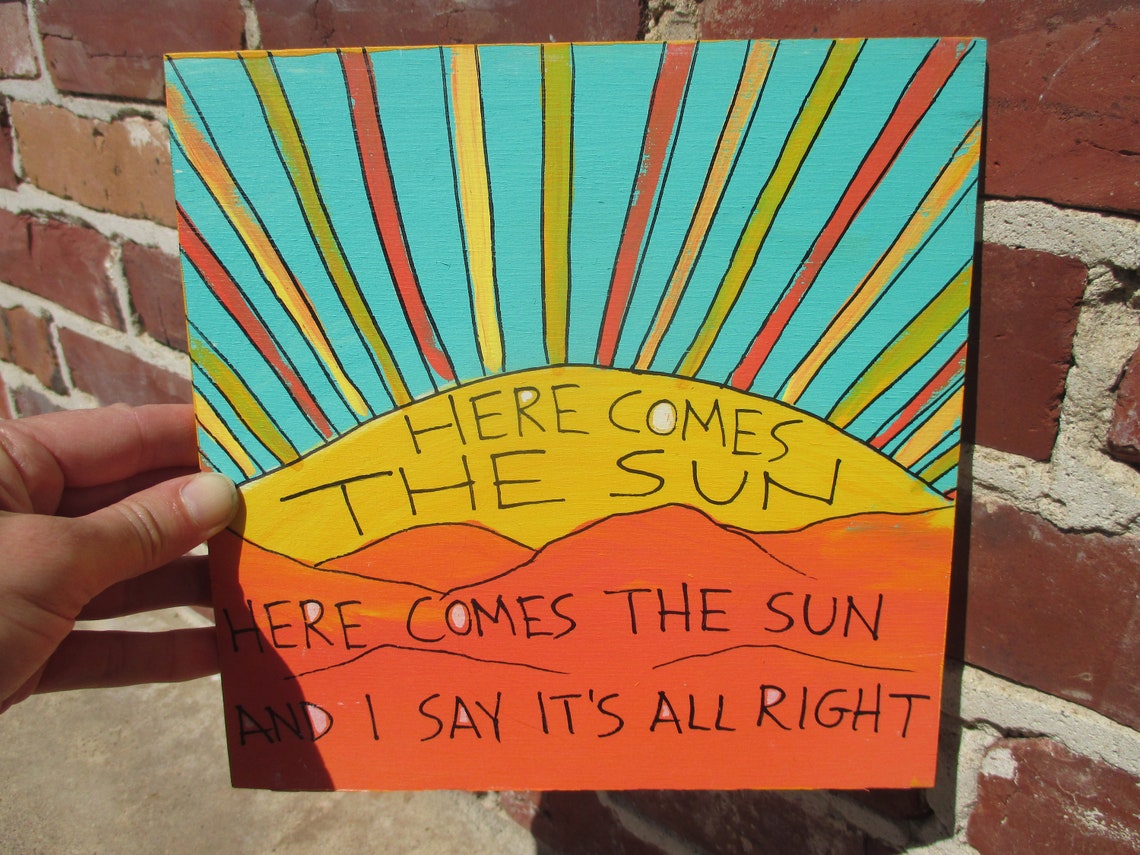 The Beatles Here Comes The Sun Paroles Les paroles des Beatles peignant sur panneau de bois de 8 par | Etsy