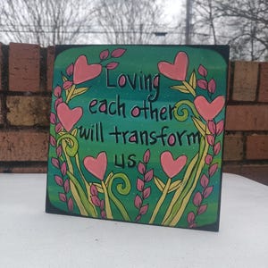Love Quote Painting: Heart Art on Wood Panel (8x8&quot;)