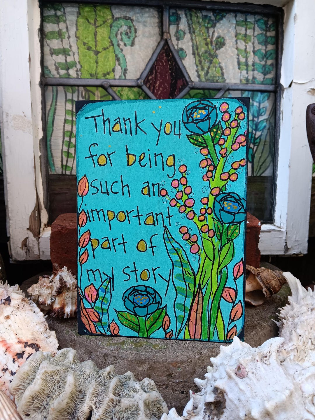 Thank You Rize Panel Hand-painted Floral