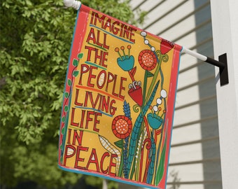 Imagine All The People Living Life In Peace  - 24.5 x 32" Large House Banner