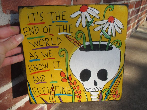 R E M Lyrics Painting On 8 By 8 Wood Panel It S The Etsy