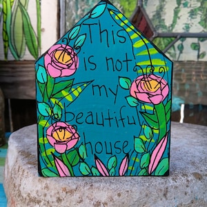 80s New Wave Lyric Art – Chunky Wood House Painting