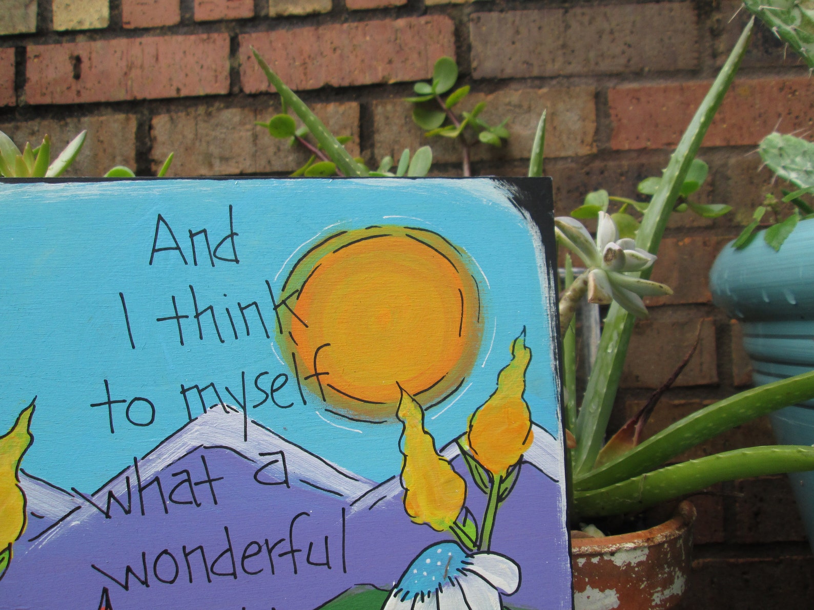 What a Wonderful World Lyrics Painting on 10 by 10 Wood Etsy
