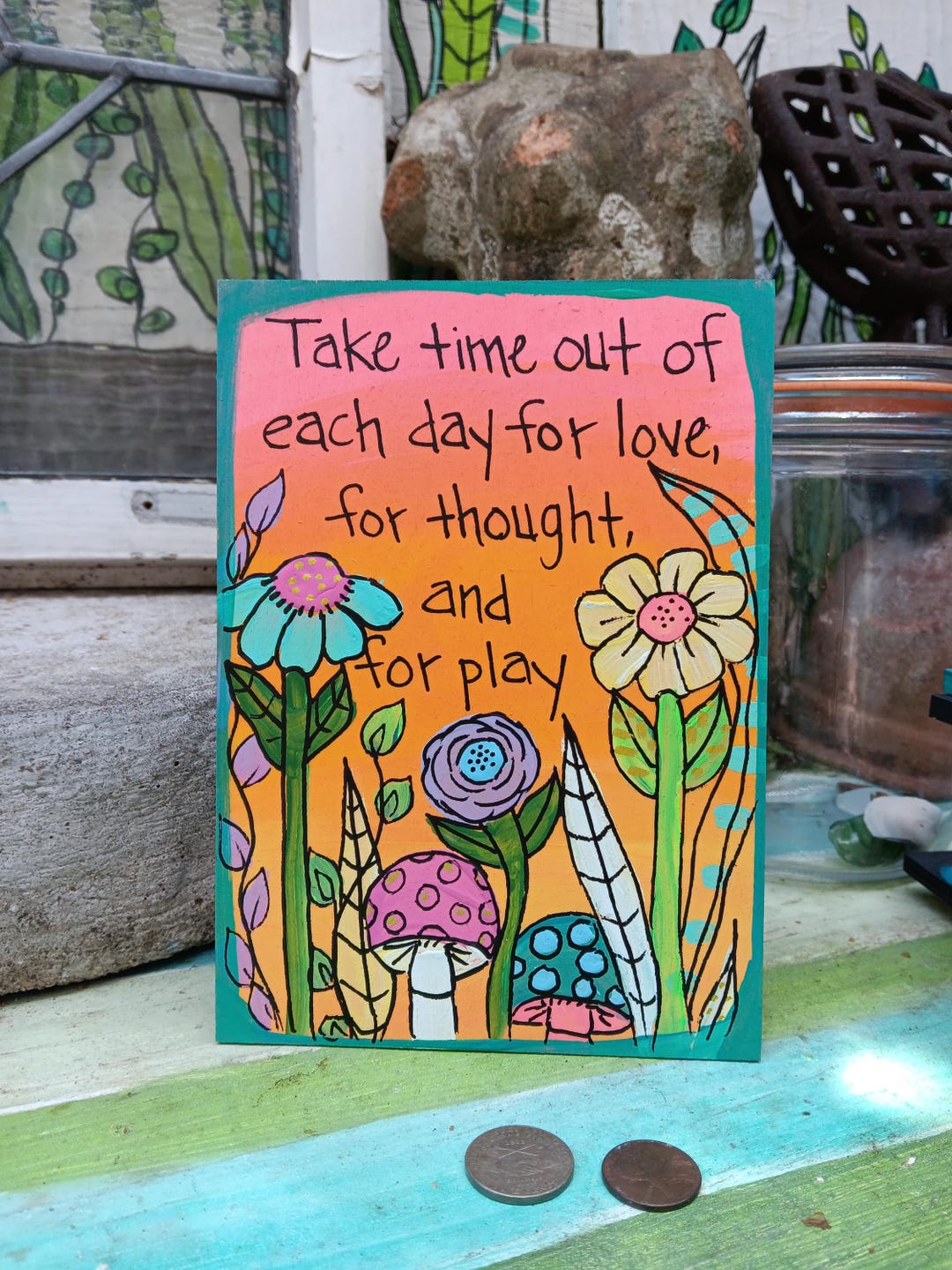 Hand-painted Uplifting Floral Wood Panel: Self-care Wall Art (7x5") - Etsy