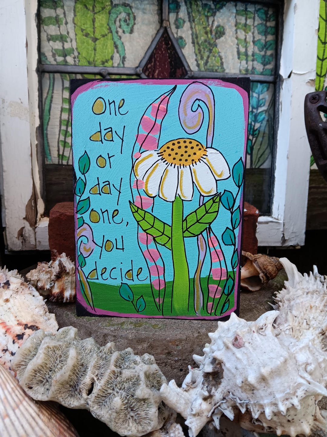 Hand-painted Motivational Quote Sign: Floral Wood Panel Art (7x5") - Etsy