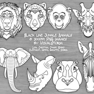 Wild Animals of Africa Clipart Digital Png Illustrations Elephant, Giraffe, Chimpanzee, Zebra, Hippopotamus, Rhinoceros, Lion, Cheetah image 10