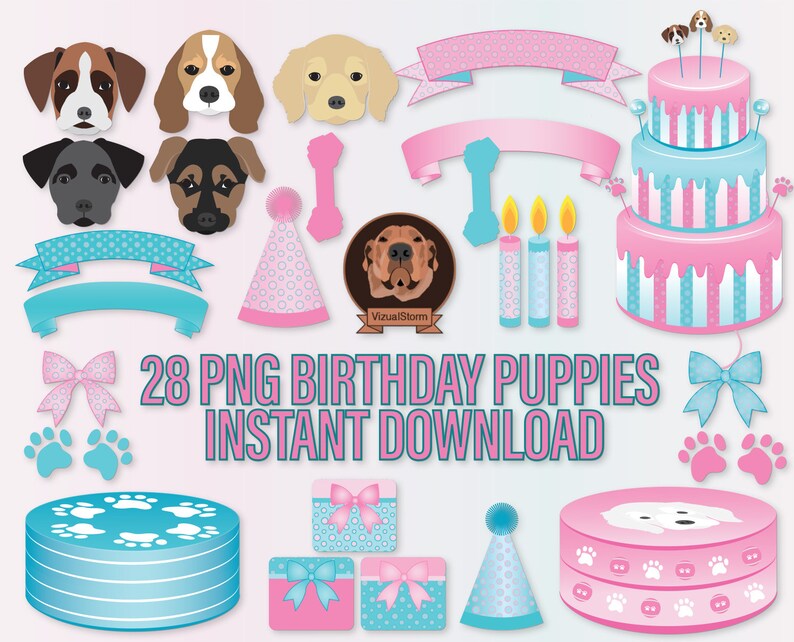 Printable Puppy Gift Tags - Puppies Wearing Hats with To & From, Pet Treat Label, DIY Dog Lover Watercolor Favors, Digital Kids Gift Wrap image 2