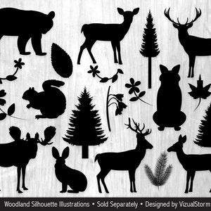 woodland animal silhouettes png clipart bundle