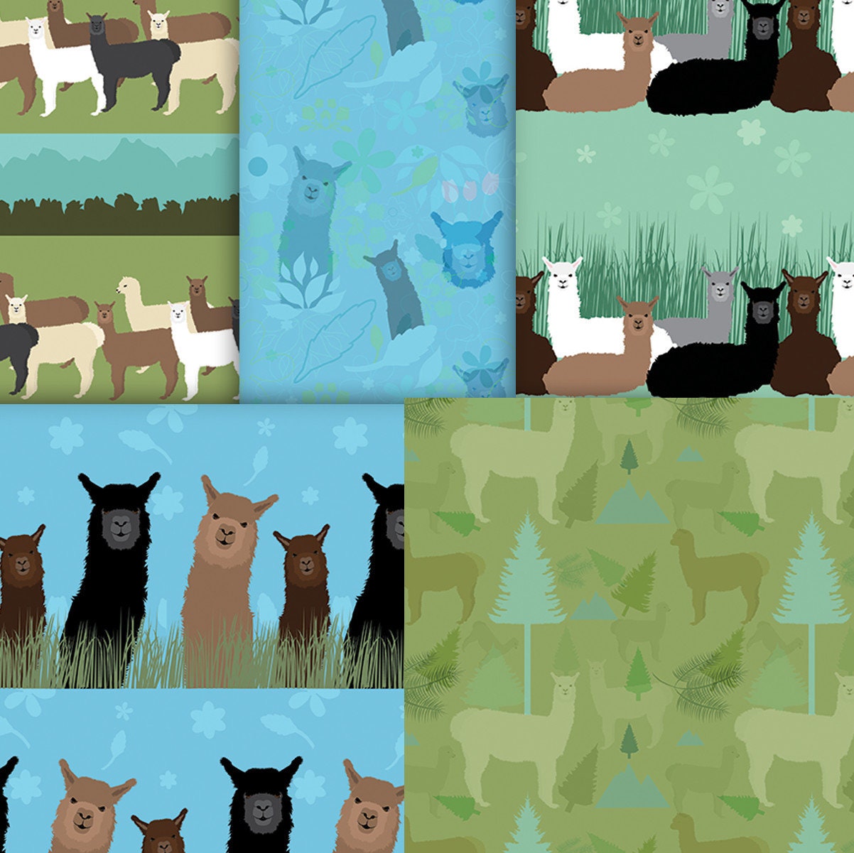 Seamless Alpaca Patterned Papers - Printable Animal Backgrounds With ...