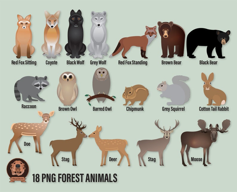Png Forest Silhouettes Clipart Woodland Clip Art, Plants and Animals, Bear, Moose, Deer, Fox, Stag, Nature Silhouettes, Digital Scrapbook image 7