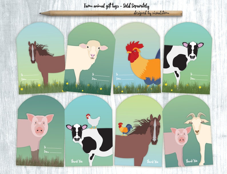 PNG Farm Animals Clipart Vegan Nursery Craft, Cow, Bull, Rooster, Chicken, Horse, Pig, Sheep, Goat, Digital Farming, Barnyard Illustration image 6