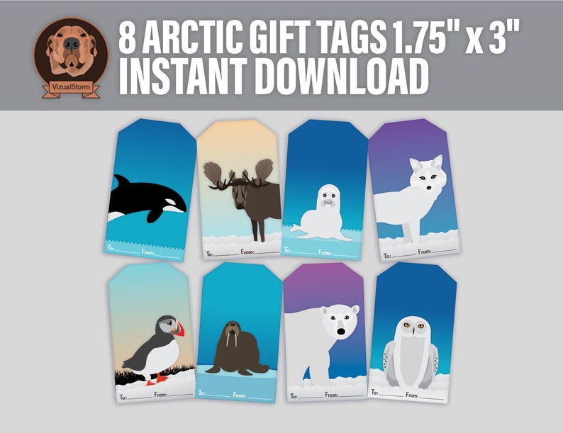 Arctic Animal Digital Gift Tags