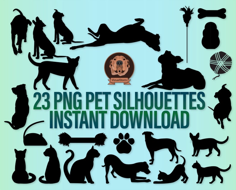 cat and dog silhouette clipart