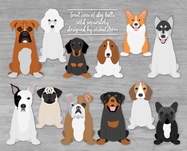 Dog Butt Clipart Cute Png Pet Behinds, Funny Clip Art with Pitbull, Corgi, Doxy, Husky, Boxer, Beagle, Poodle, Bulldogs, Pug, Rottweiler image 4