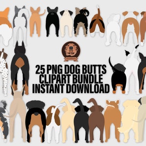 Dog Butts Bundle Clipart 25 Dog Rear End Graphics Aussie, Labrador, Corgi, Pug, Pitbull, Boxer, GSP, Retriever, Beagle, Poodle, Rottweiler