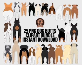 Dog Butts Bundle Clipart 25 Dog Rear End Graphics Aussie, Labrador, Corgi, Pug, Pitbull, Boxer, GSP, Retriever, Beagle, Poodle, Rottweiler