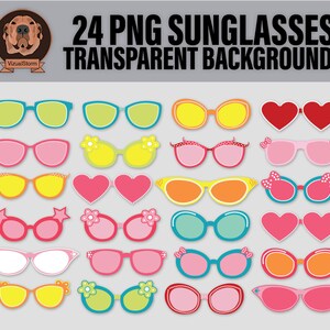 Bling Sunglasses PNG Clipart - Fun Beach Photo Props, Cute Digital Overlays, Colorful Eyeglasses, Kids Party Clip Art, Girls Summer Glasses image 1