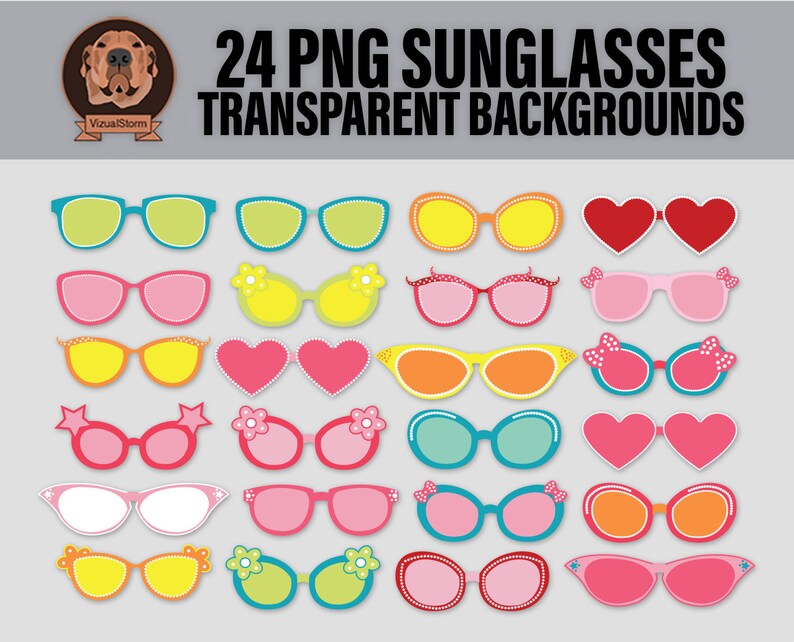 Bling Sunglasses PNG Clipart - Fun Beach Photo Props, Cute Digital Overlays, Colorful Eyeglasses, Kids Party Clip Art, Girls Summer Glasses image 1