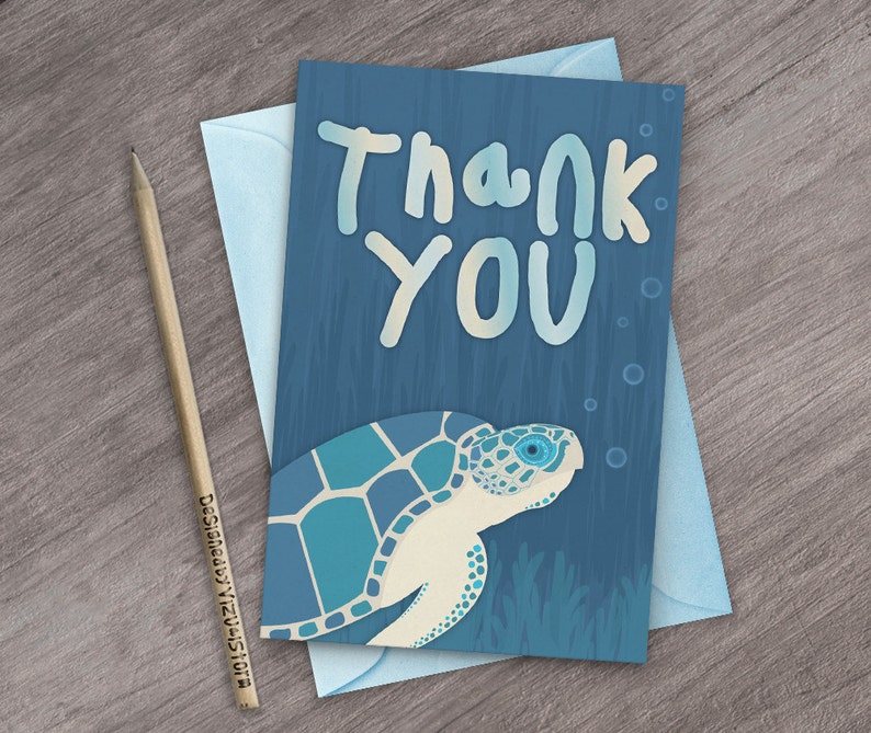 Ocean Thank You Card Jellyfish and Polkadots Sea Party Theme Etsy