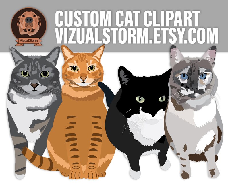 Custom sitting cat illustrations. Hand drawn vector graphics