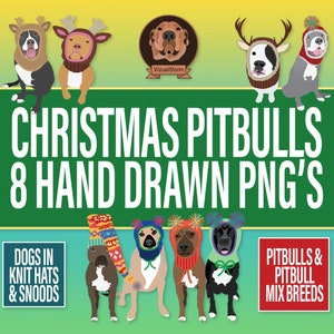 Pit Bull Weihnachten Clipart - Png Hunde Tragen Strick Urlaub Hüte & Snoods mit Pom Poms, Festliche Haustier Clip Art Für Dekor und Haustier Geschenk machen