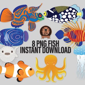 hand drawn salt water fish clipart