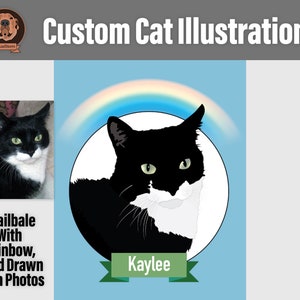 Custom Digital Cat Portrait, Hand Drawn From Photos, Personalized Pet Face Illustrations, Sympathy Gifts, Pet Memorial, Gifts For Cat Mom image 2