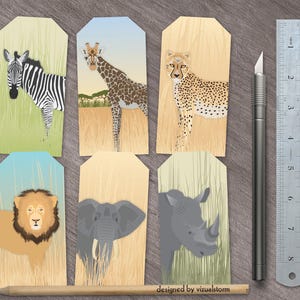 African Safari Digital Craft Paper Pack Serengeti Wildlife Bundle, Africa Animal Patterns, Lion, Rhinoceros, Ostrich, Jackal and Elephant image 9