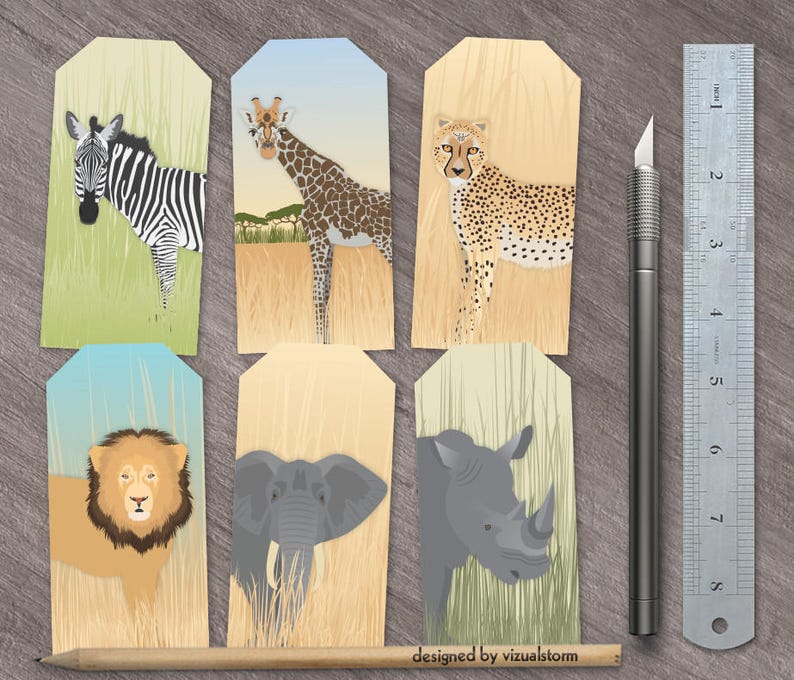 African Safari Digital Craft Paper Pack Serengeti Wildlife Bundle, Africa Animal Patterns, Lion, Rhinoceros, Ostrich, Jackal and Elephant image 9