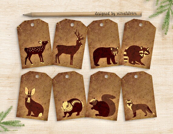 Woodland Animal Party Favor Tags Blank Forest Animal Gift Tags | Etsy