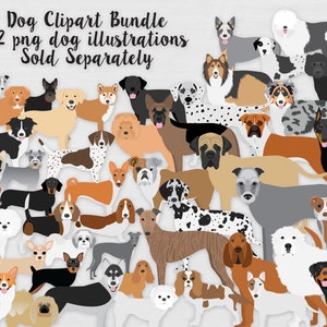 Puppies and Dogs Sitting Digital Illustrations Front View of Momma and Puppy Breeds, Hand Drawn Digital Png Pet Clip Art, Instant Download image 4