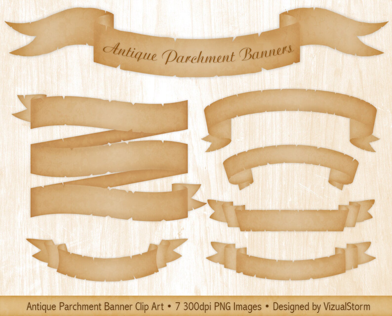 Vintage Parchment Banner Clipart Antique Scroll Ribbons Etsy UK