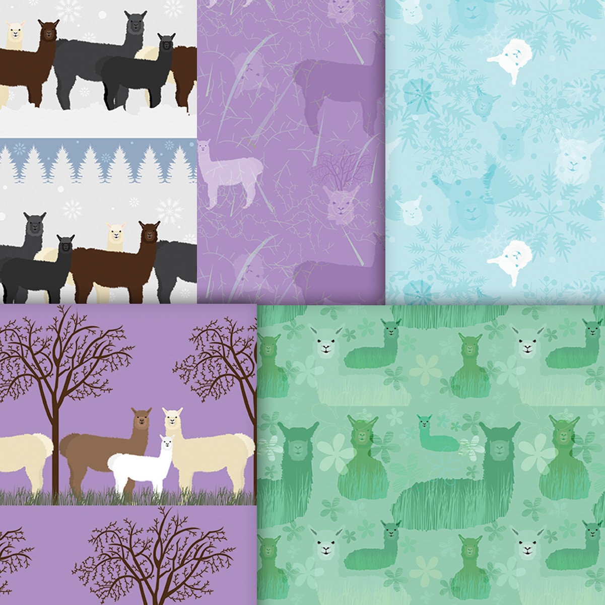 Seamless Alpaca Patterned Papers - Printable Animal Backgrounds With ...