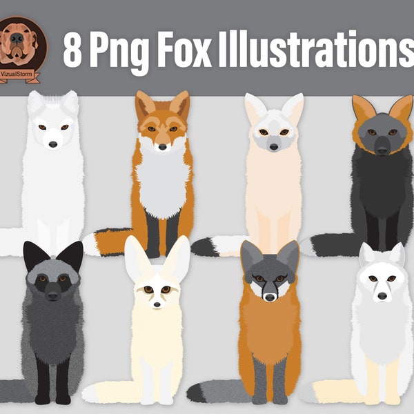 Png Fuchsarten Clipart - sitzende Füchse, Waldtierillustrationen, Rot, Arktis, Fennekgrau, Cross Kit, Corsac Silber Tier Clip Art